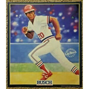 Vintage 1989 Busch Beer Lou Brock Baseball #20 Cardinals Poster